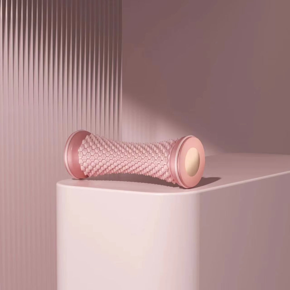 Pink Pulse foot recovery roller on a display stand