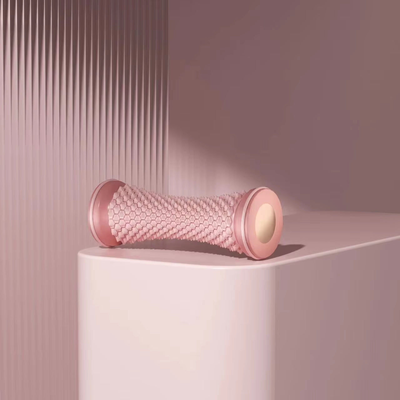 Pink Pulse foot recovery roller on a display stand