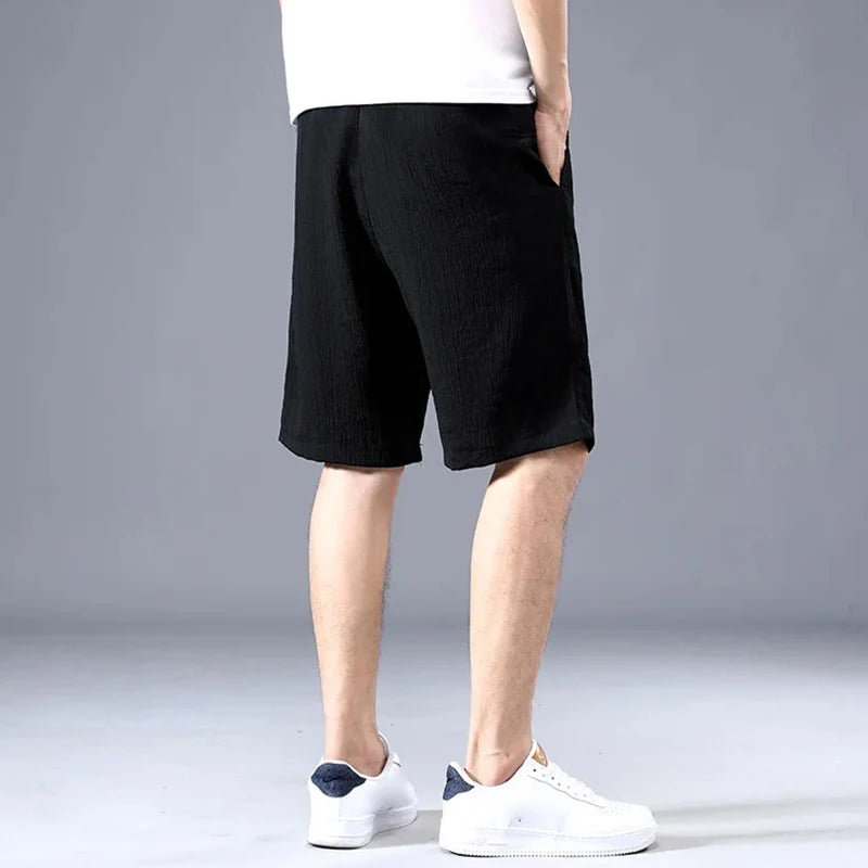 Lce Silk Shorts Men'S Thin Sports Cropped Pants Loose Straight Leg Cool Breathable New Fashion Trend Casual XL-XXXL