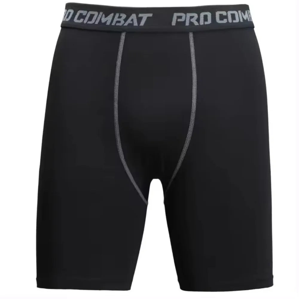 Mens Gym Shorts with Pockets Workout Compression Leggings for Men Polyester Boxer Briefs Running Basketball Athletic Tights