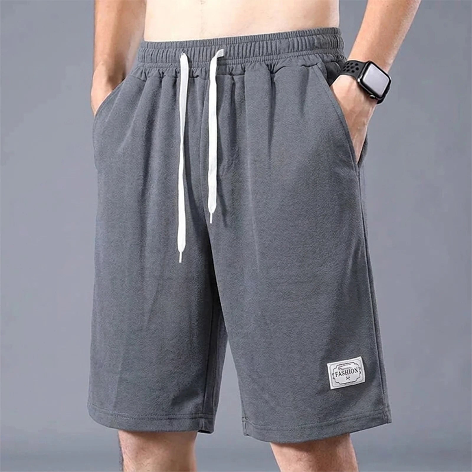 Lce Silk Shorts Men'S Thin Sports Cropped Pants Loose Straight Leg Cool Breathable New Fashion Trend Casual XL-XXXL