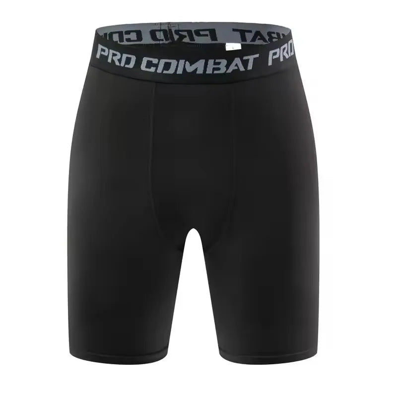 Mens Gym Shorts with Pockets Workout Compression Leggings for Men Polyester Boxer Briefs Running Basketball Athletic Tights