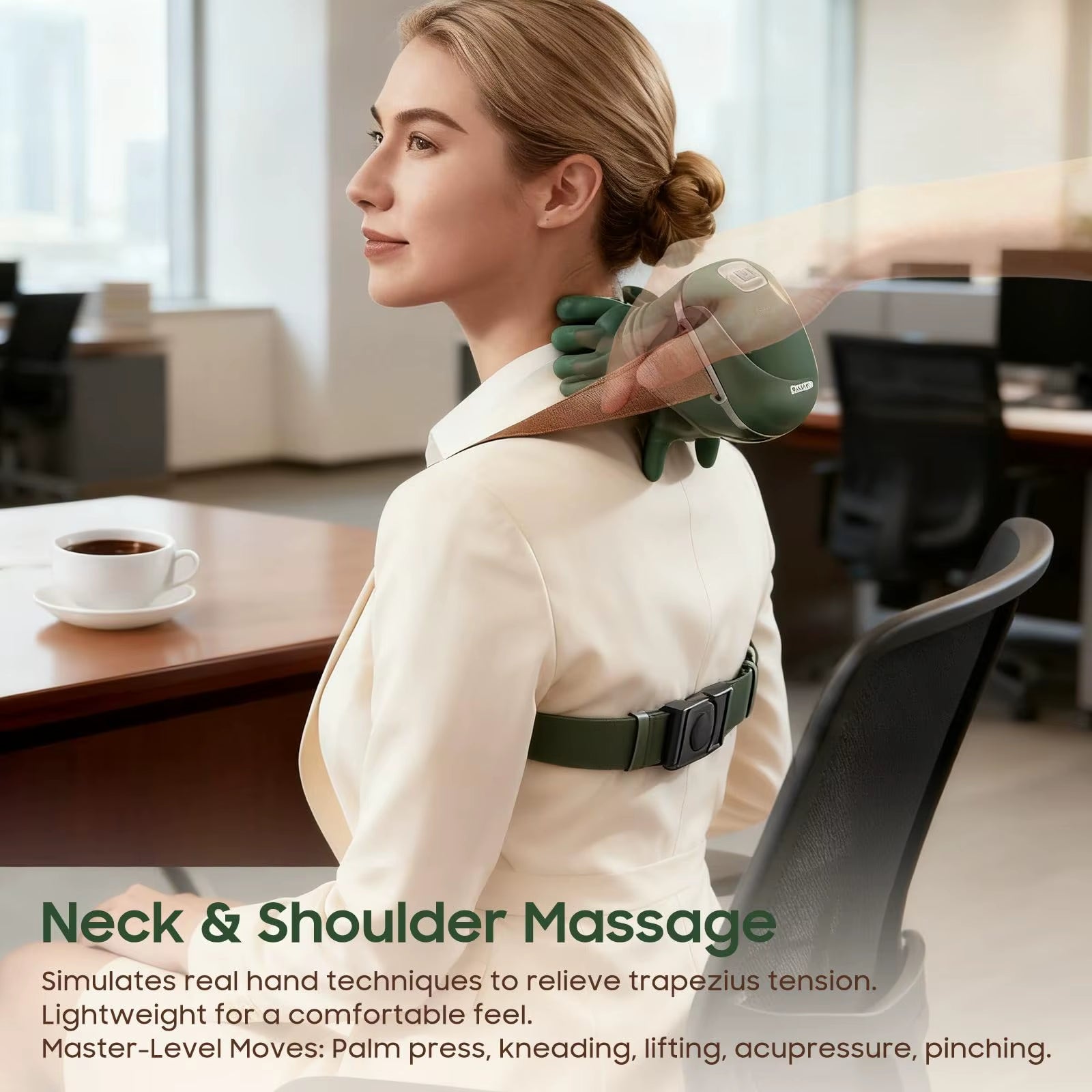 Bionic Finger Neck Shoulder Massager Wireless Neck Cervical Trapezius Kneading Massage Shawl Brushless Motor Neck Massager