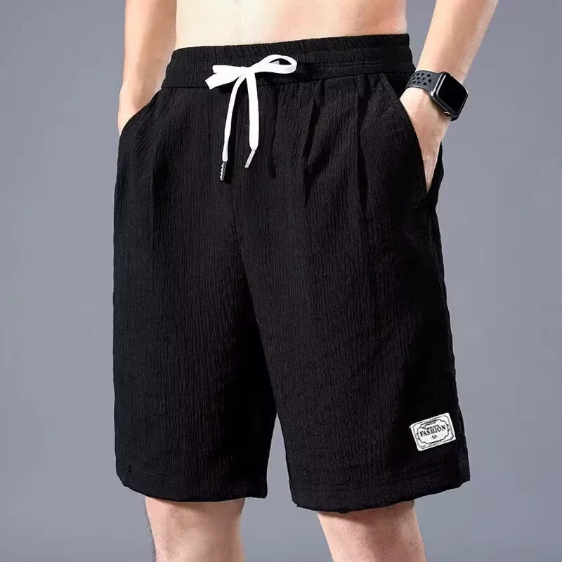 Lce Silk Shorts Men'S Thin Sports Cropped Pants Loose Straight Leg Cool Breathable New Fashion Trend Casual XL-XXXL